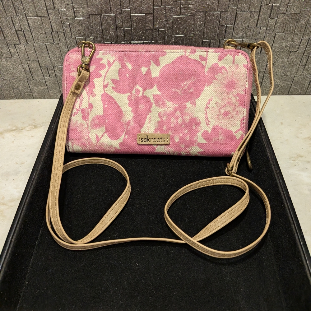 Sakroots Pink Floral Crossbody Bag